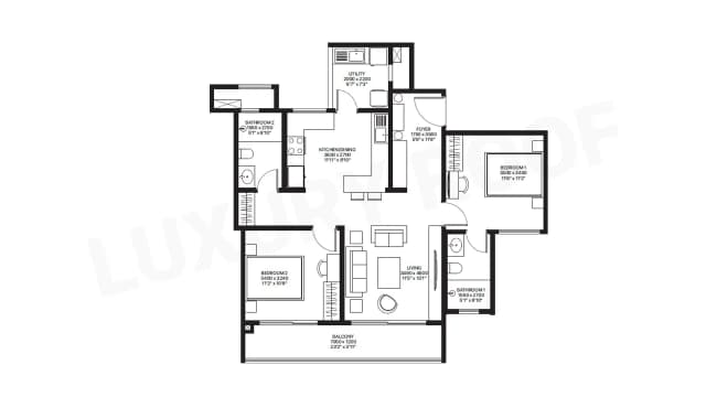 2 BHK Floor Plan