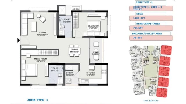 2 BHK Floor Plan