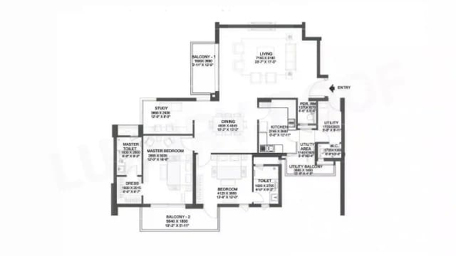 2 BHK Floor Plan
