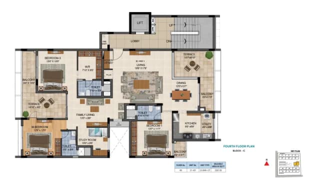 3.5 BHK+3T-Third-Floor Floor Plan