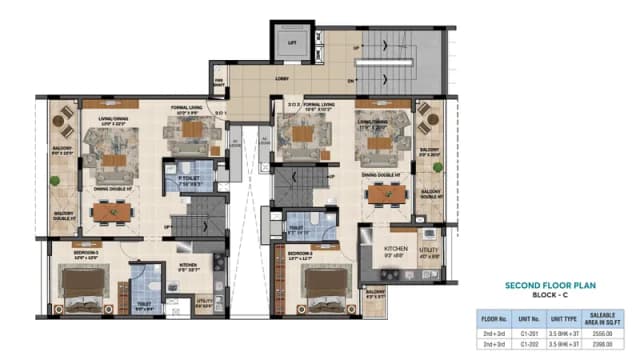 3.5 BHK+3T-Second-Floor Floor Plan