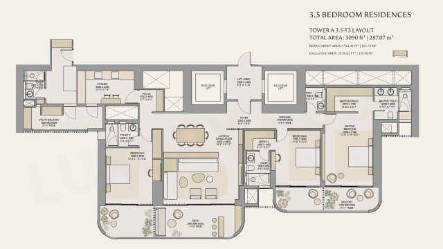3.5 BHK(3290 sq.ft.) Floor Plan