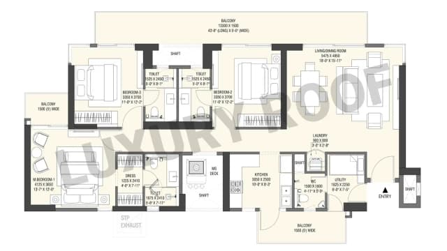 3 BHK+3T Floor Plan