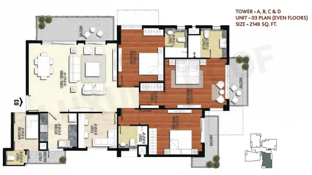 3 BHK Floor Plan