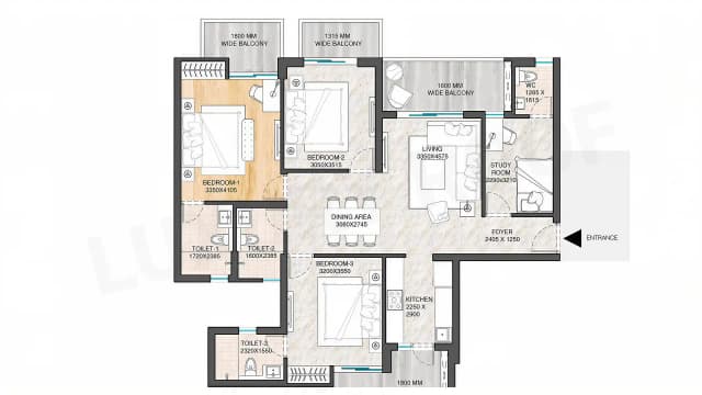3 BHK Floor Plan