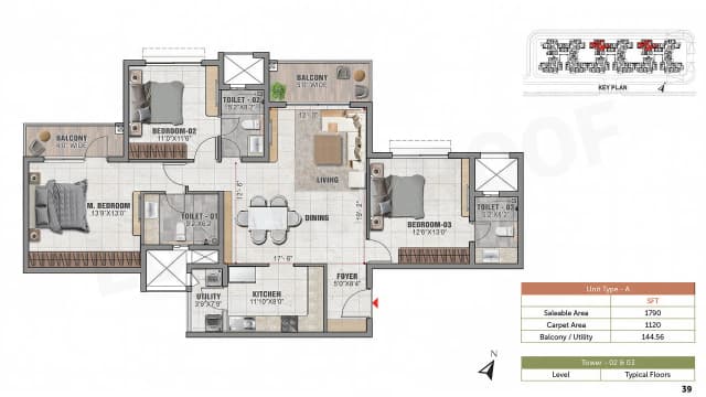 3 BHK Floor Plan