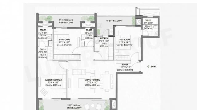 3 BHK Floor Plan