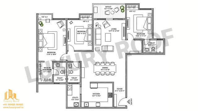 3 BHK Floor Plan
