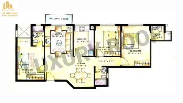3 BHK Floor Plan