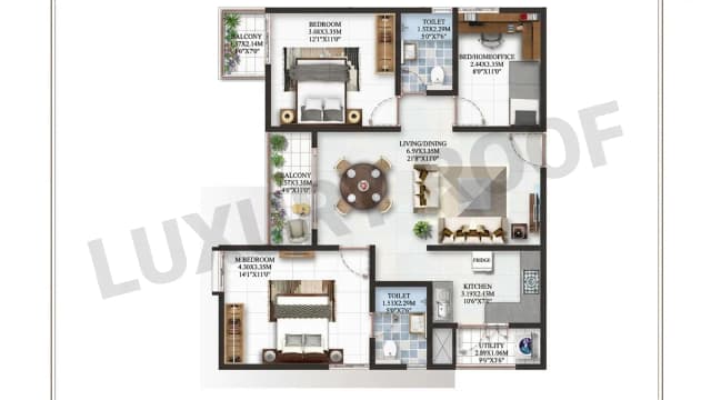 3 BHK Floor Plan