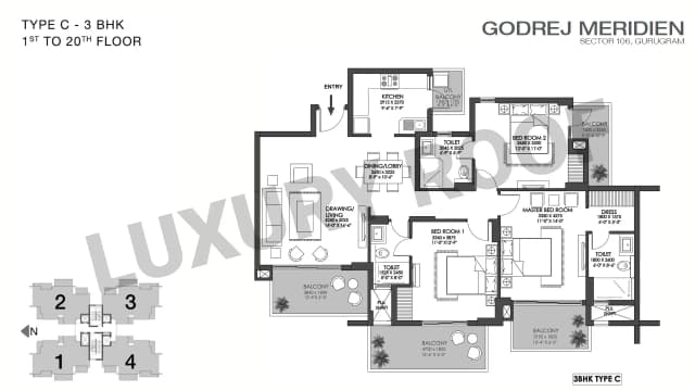3 BHK Floor Plan