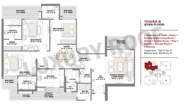 3 BHK Floor Plan