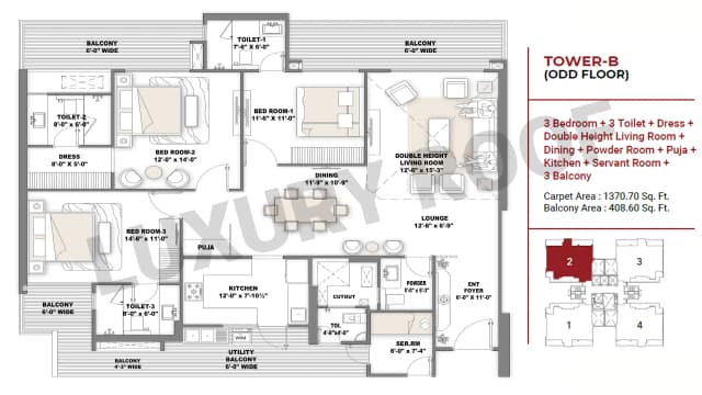 3 BHK Floor Plan