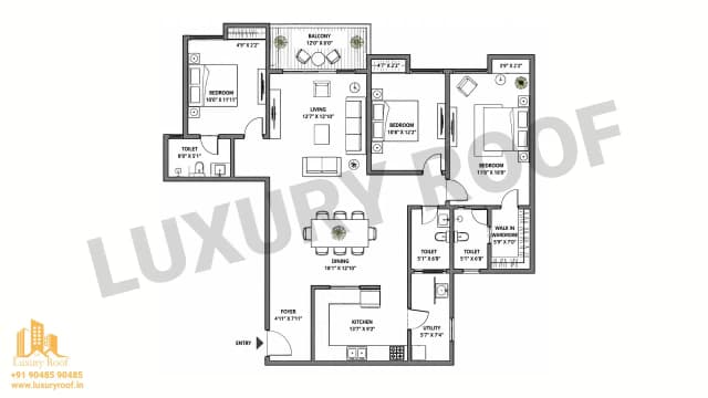 3 BHK Floor Plan