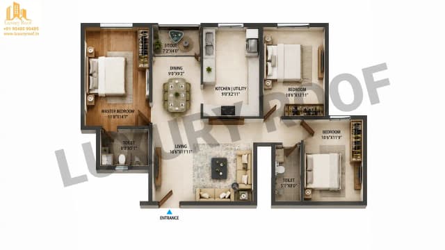 3 BHK Floor Plan