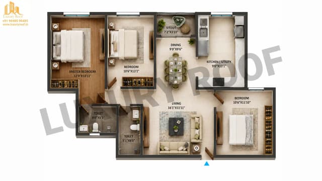 3 BHK Floor Plan