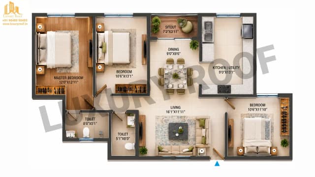 3 BHK Floor Plan