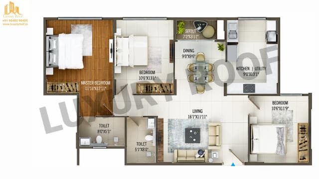 3 BHK Floor Plan