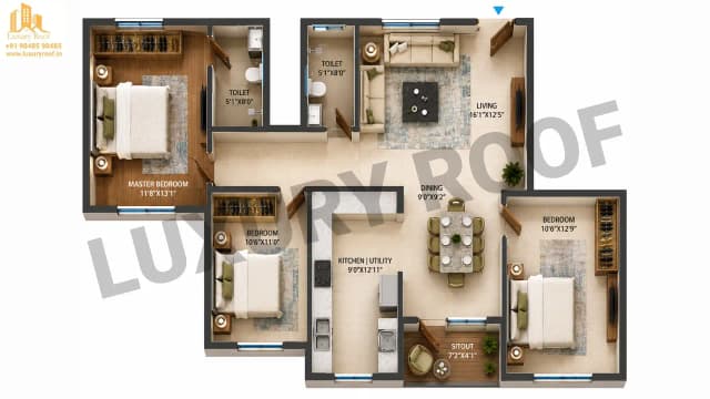 3 BHK Floor Plan