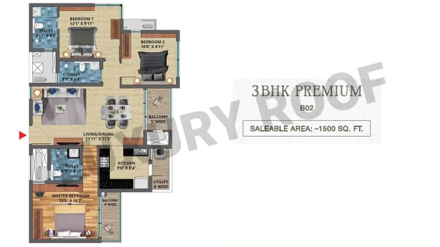 3 BHK Floor Plan