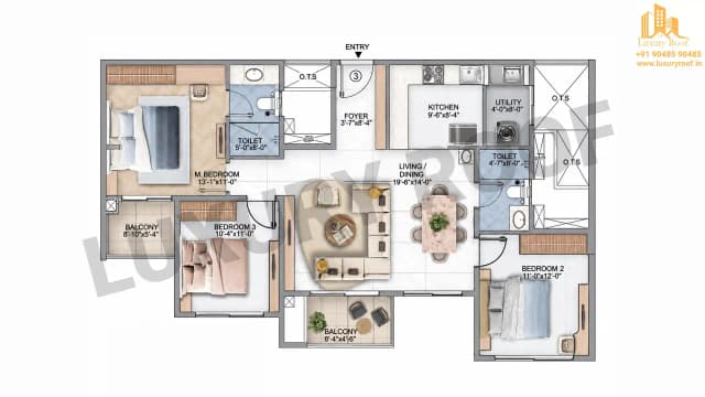 3 BHK Floor Plan