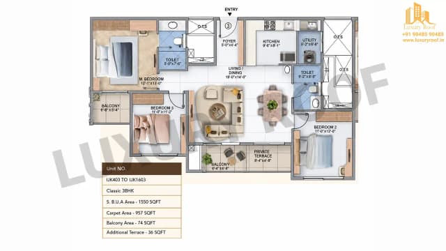 3 BHK Floor Plan