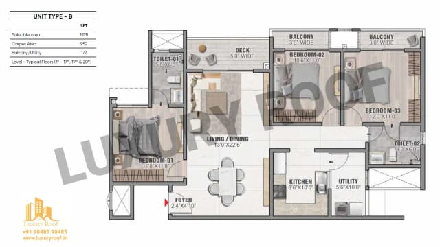 3 BHK Floor Plan