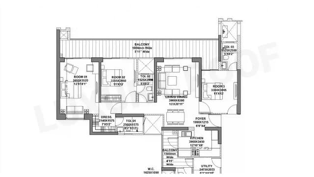 3 BHK Floor Plan