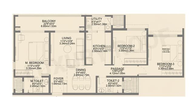 3 BHK Floor Plan