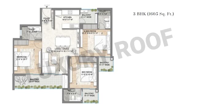 3 BHK Floor Plan