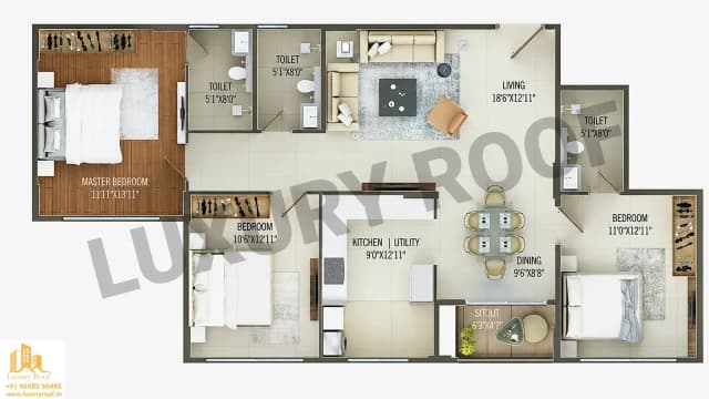 3 BHK Floor Plan
