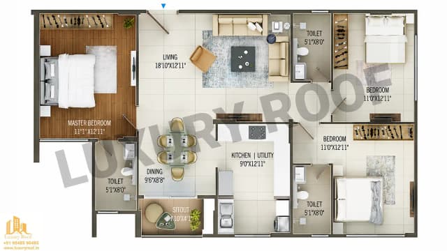 3 BHK Floor Plan