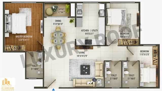 3 BHK Floor Plan