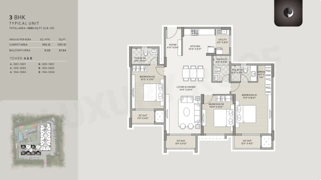 3 BHK Floor Plan