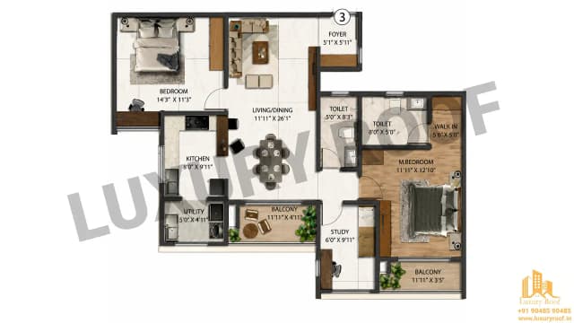 3 BHK Floor Plan