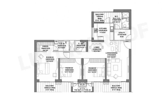 3 BHK Floor Plan