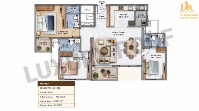 3 BHK Floor Plan