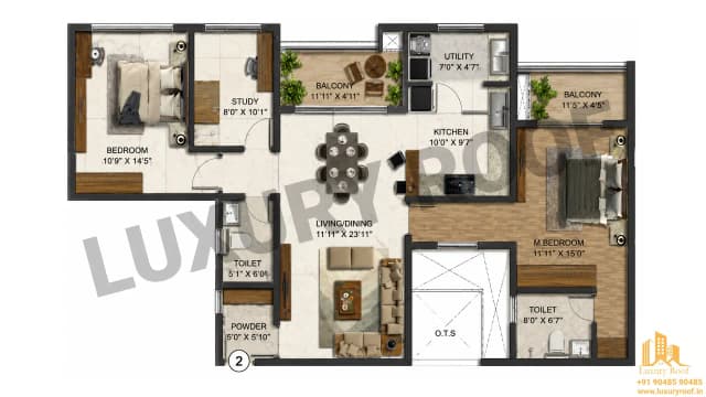 3 BHK Floor Plan