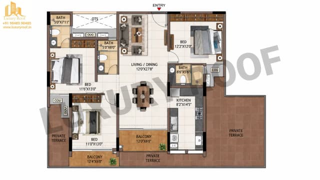 3 BHK Floor Plan