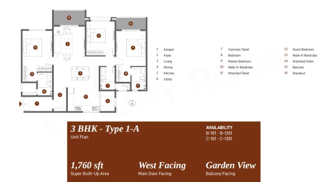 3 BHK (1760 sq.ft.) Floor Plan