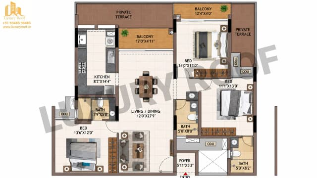 3 BHK Floor Plan