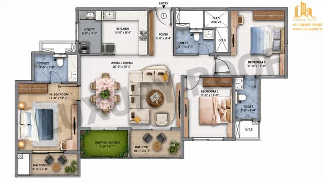 3 BHK Floor Plan