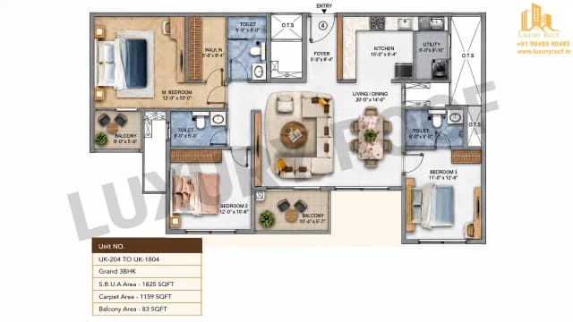 3 BHK Floor Plan