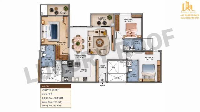 3 BHK Floor Plan