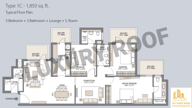 3 BHK Floor Plan
