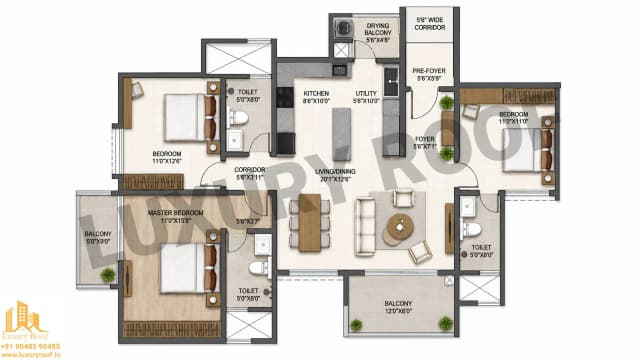 3BHK Floor Plan