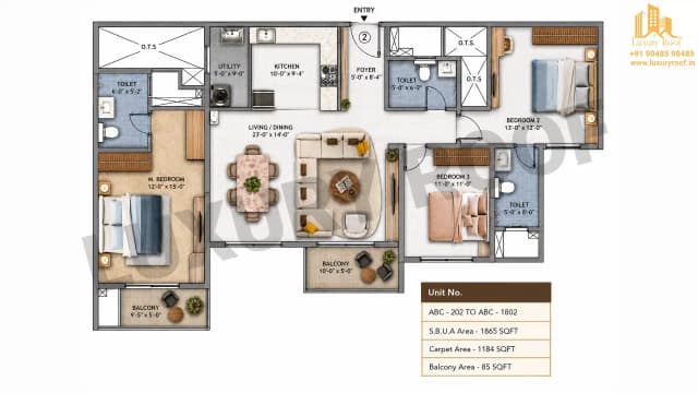 3 BHK Floor Plan