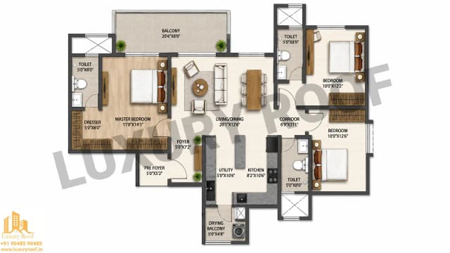 3 BHK Floor Plan