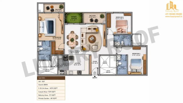 3 BHK Floor Plan