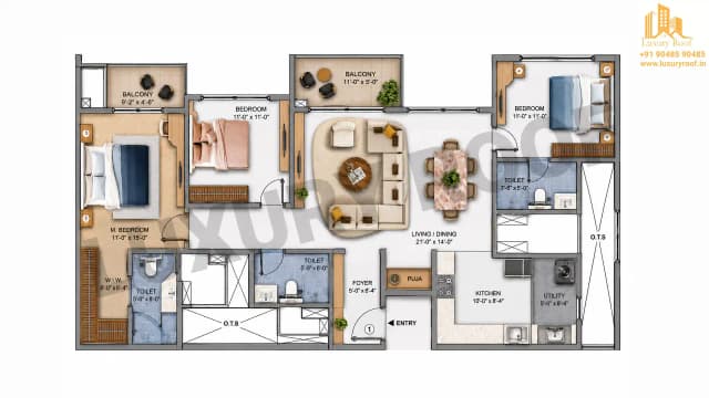 3 BHK Floor Plan